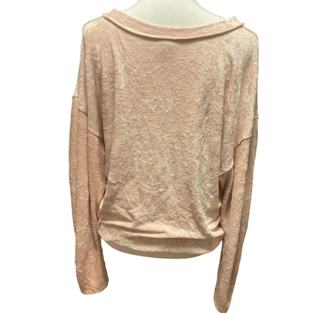 We The Free Milan Blush Pink Crushed Velvet Relaxed Fit Long Sleeve Shirt Boho - Picture 5 of 6